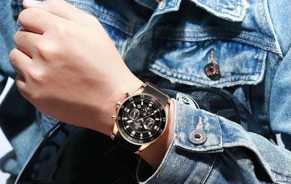 VIP Men’s Luxury Sport Chronograph Gold Watch with Box