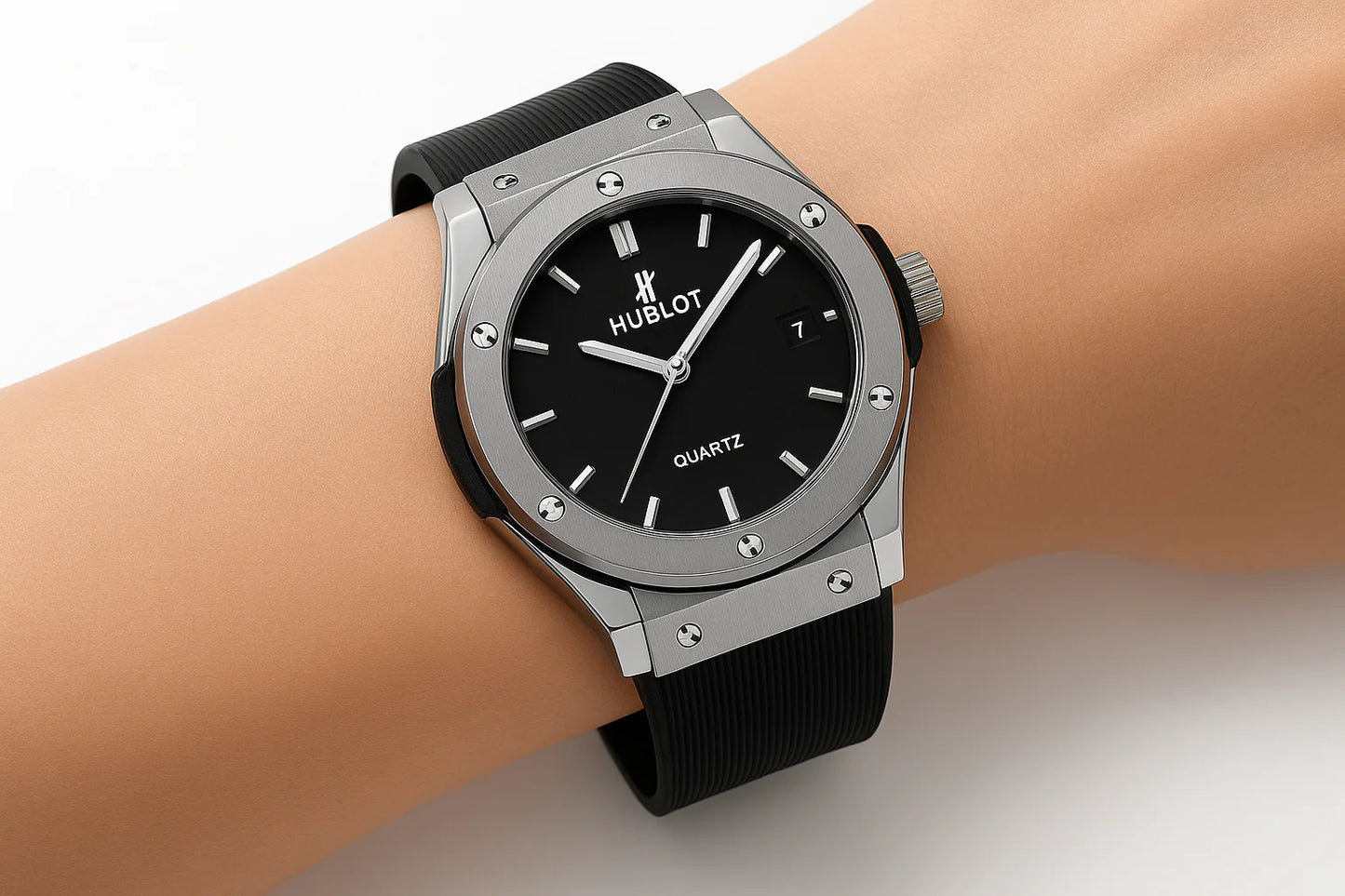 LUXURY HUBLOT QUARTZ CLASSIC WATCH WITH BOX