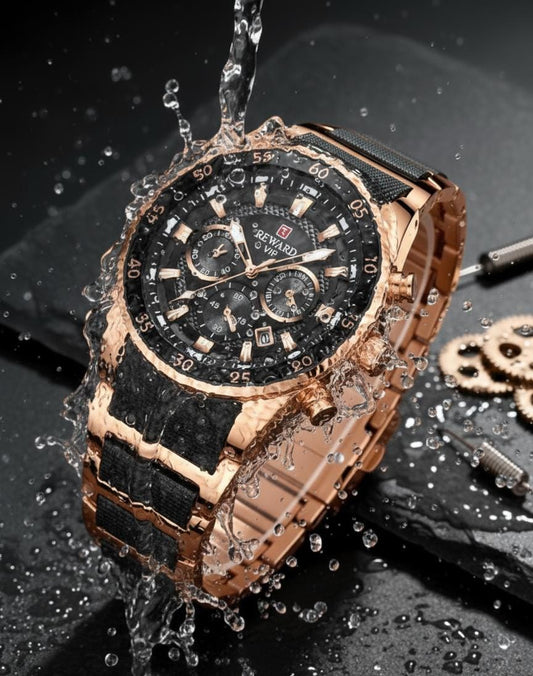 VIP Men’s Luxury Sport Chronograph Gold Watch with Box